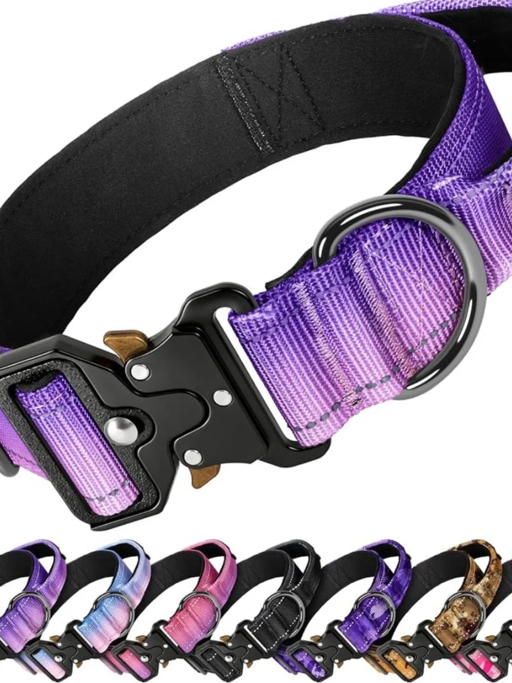 Reflective Purple Dog Collar for Night Walking